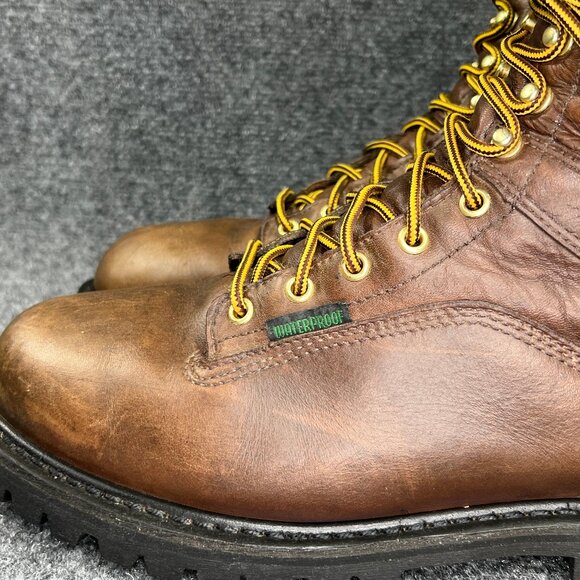 Georgia Boot Lace To Toe Waterproof Work Boots Men's 11 Brown Leather Soft Toe - Picture 7 of 16